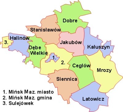 Mapa powiatu mińskiego