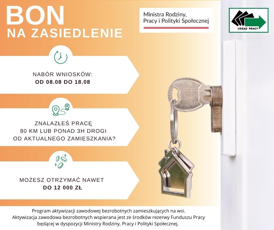 Nabór wniosków o przyznanie bonu na zasiedlenie w związku z realizacją Programu aktywizacji zawodowej bezrobotnych zamieszkujących na wsi, finansowanego ze środków rezerwy Funduszu Pracy
