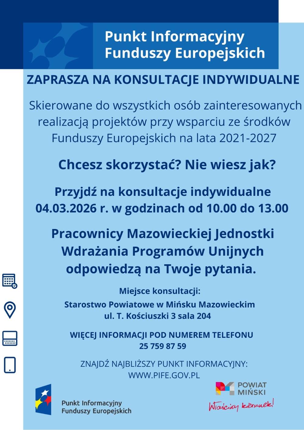 Zaproszenie na spotkanie z pracownikami Głównego Punktu Informacyjnego Funduszy Europejskich