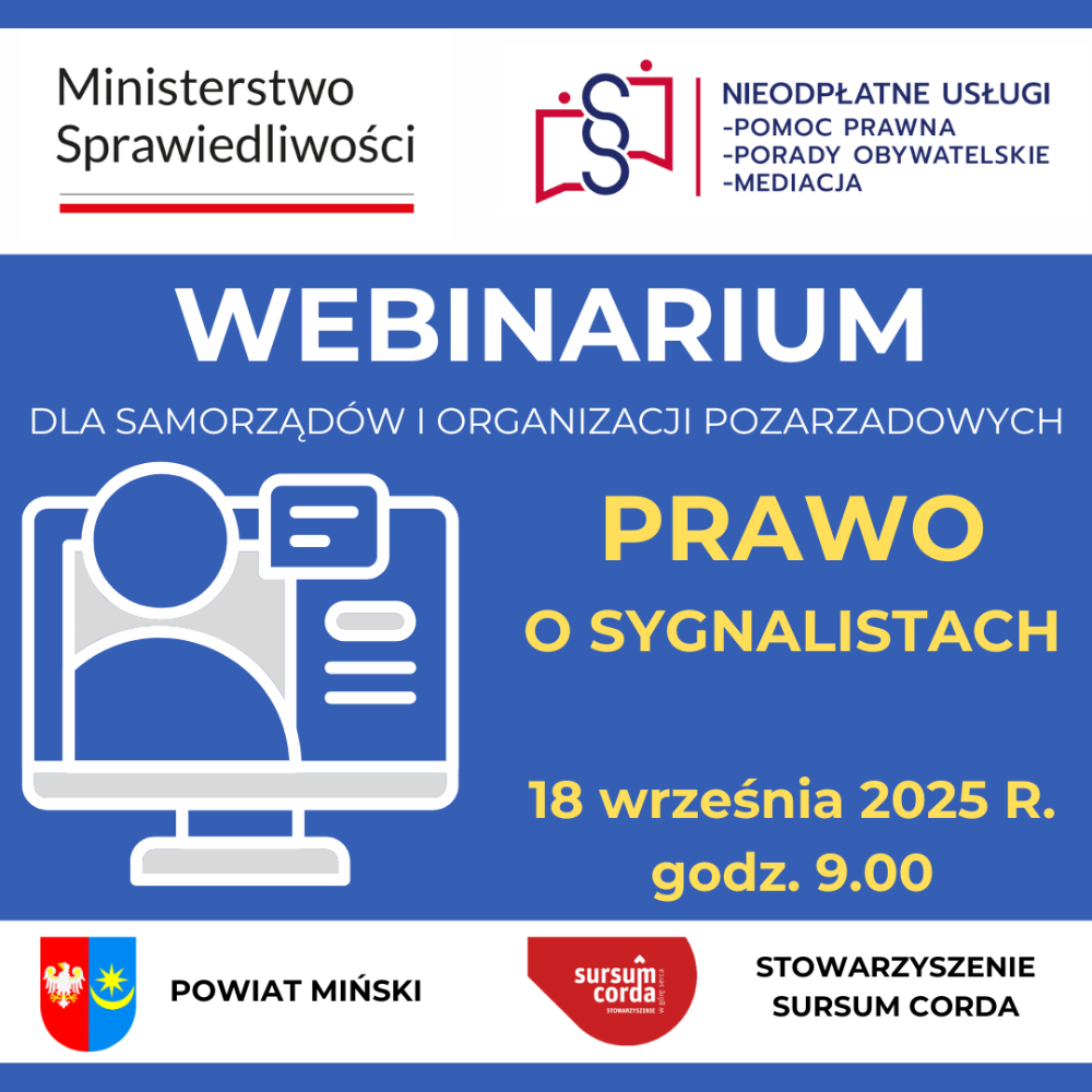  Edukacja prawna - webinarium na temat ustawy o ochronie sygnalistów