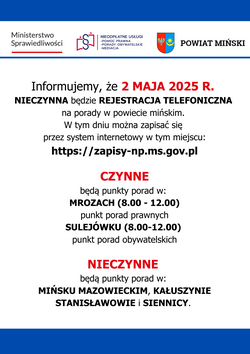 Zdjęcie artykułu Dot. pracy punktów npp i npo w dniu 2 maja