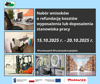 Zdjęcie artykułu Informacja dot. planowanego naboru wniosków o refundację kosztów wyposażenia lub doposażenia stanowiska pracy w ramach projektu „Aktywizacja zawodowa osób bezrobotnych w powiecie mińskim (II)" współfinansowanego ze środków Unii Europejskiej w ramach Europejskiego Funduszu Społecznego Plus.