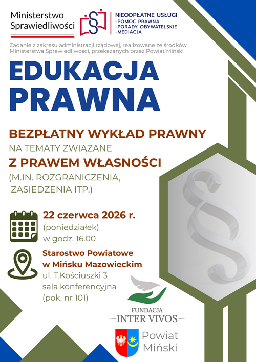 Obrazek dla: EDUKACJA PRAWNA - bezpłatny wykład z zakresu prawa własności